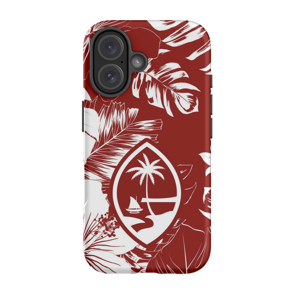 Guam Hibiscus Floral Red Premium Glossy Tough Phone Case