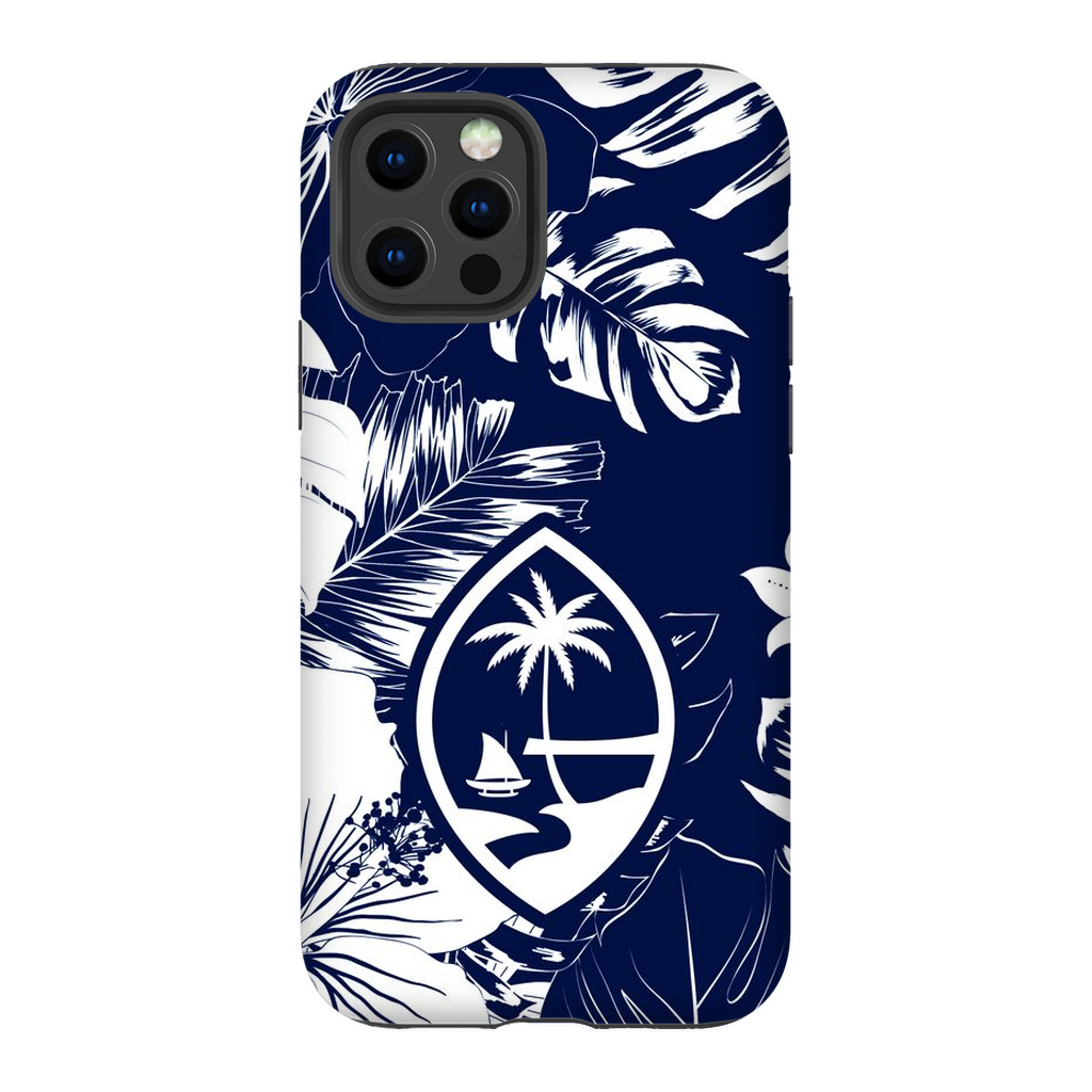 Guam Hibiscus Floral Navy Premium Glossy Tough Phone Case