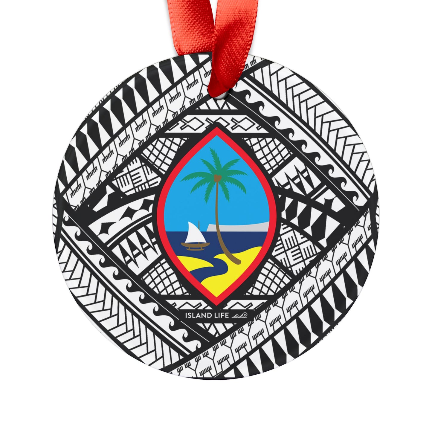 Guahan Tribal Acrylic Ornament with Ribbon