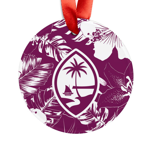 Guam Purple Hibiscus Acrylic Ornament with Ribbon