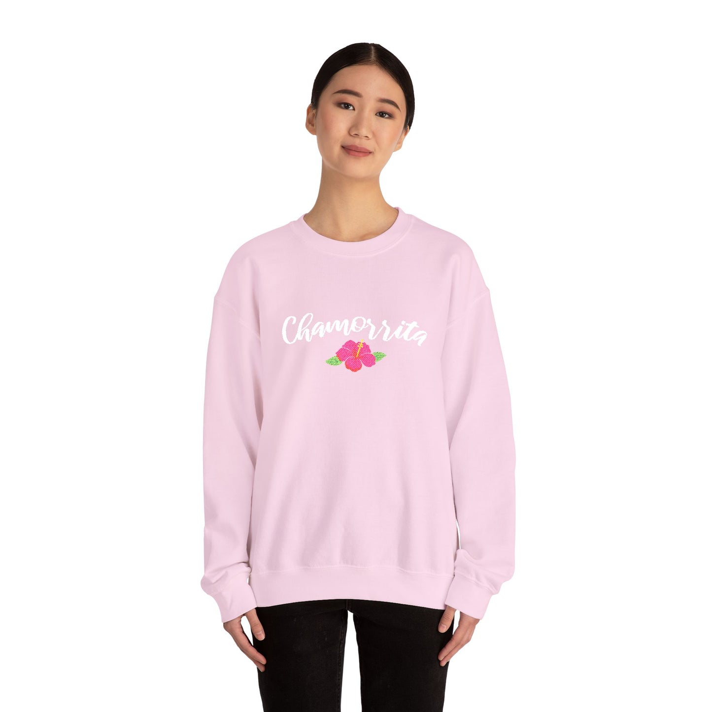 Chamorrita Hibiscus Guam CNMI Embroidered Crewneck Sweatshirt