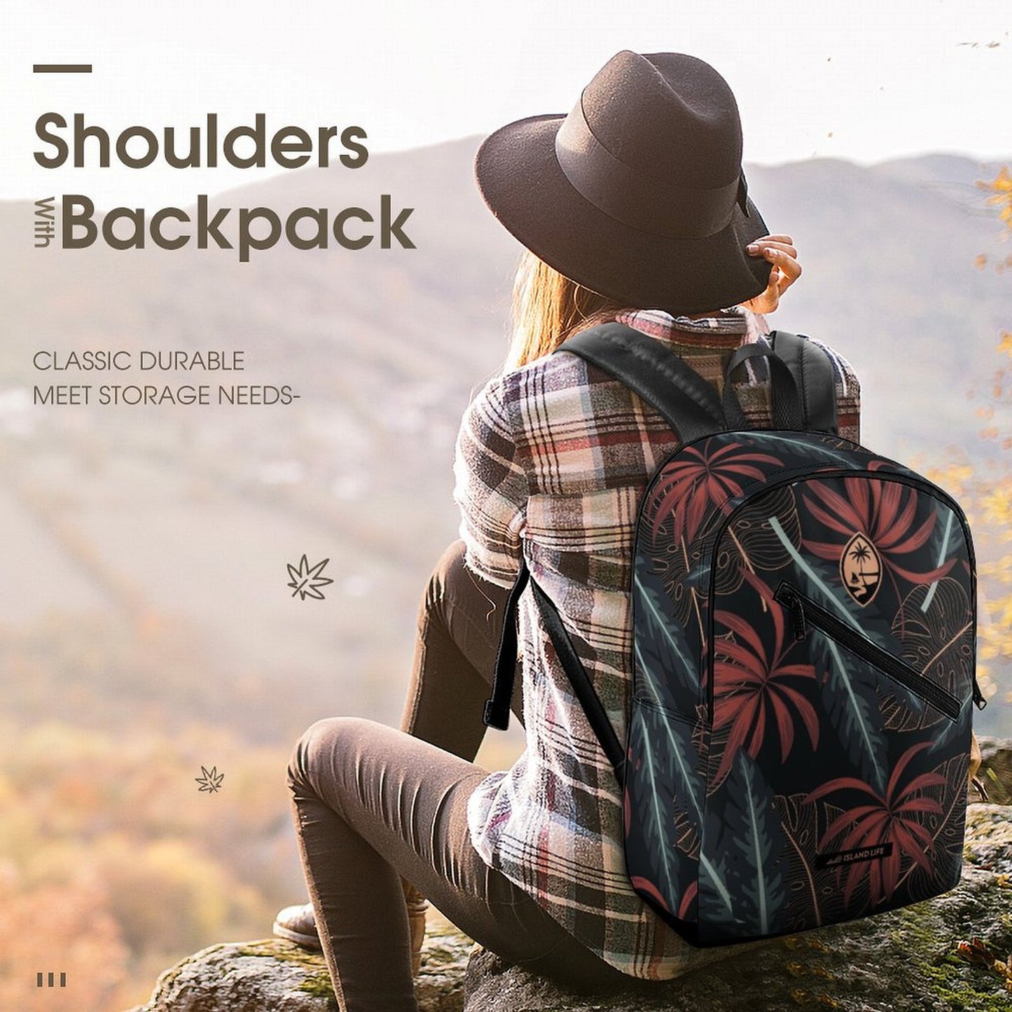 Guam Tropical Dark Dual-Compartment Backpack