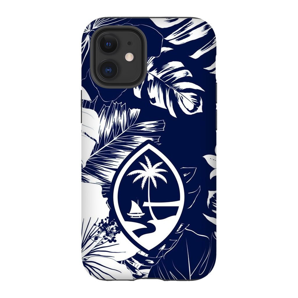 Guam Hibiscus Floral Navy Premium Glossy Tough Phone Case