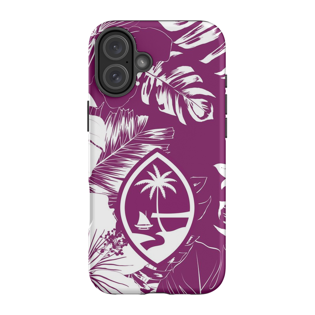 Guam Hibiscus Floral Purple Premium Glossy Tough Phone Case