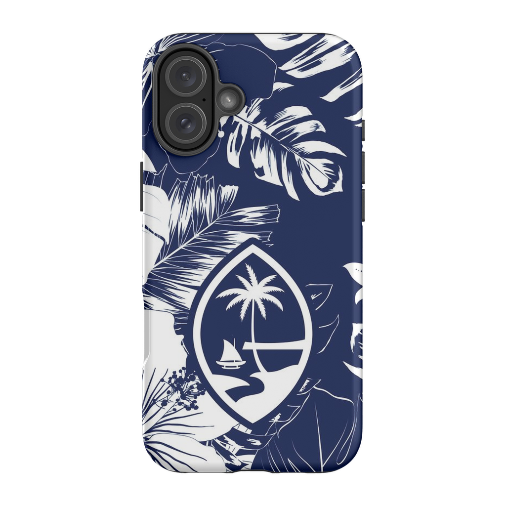 Guam Hibiscus Floral Navy Premium Glossy Tough Phone Case