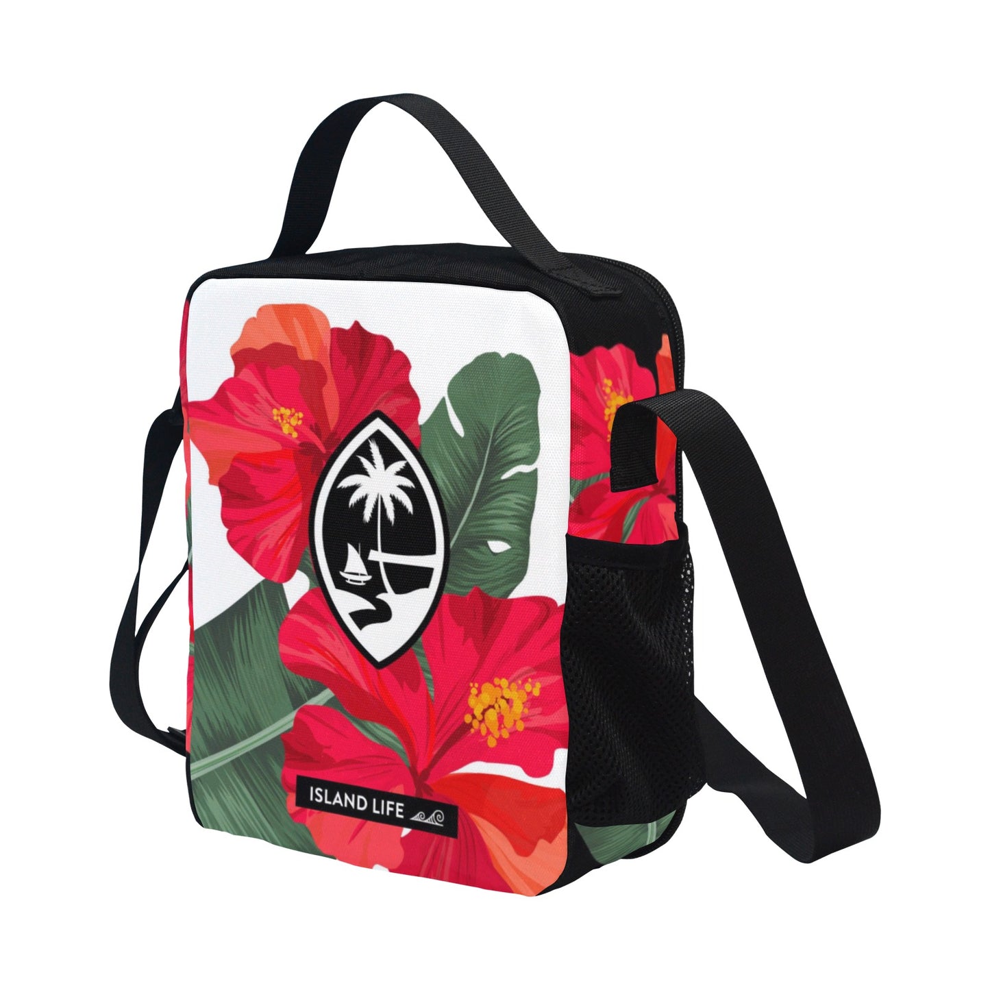 Guam Hibiscus Paradise Red Crossbody Kids Lunch Bag