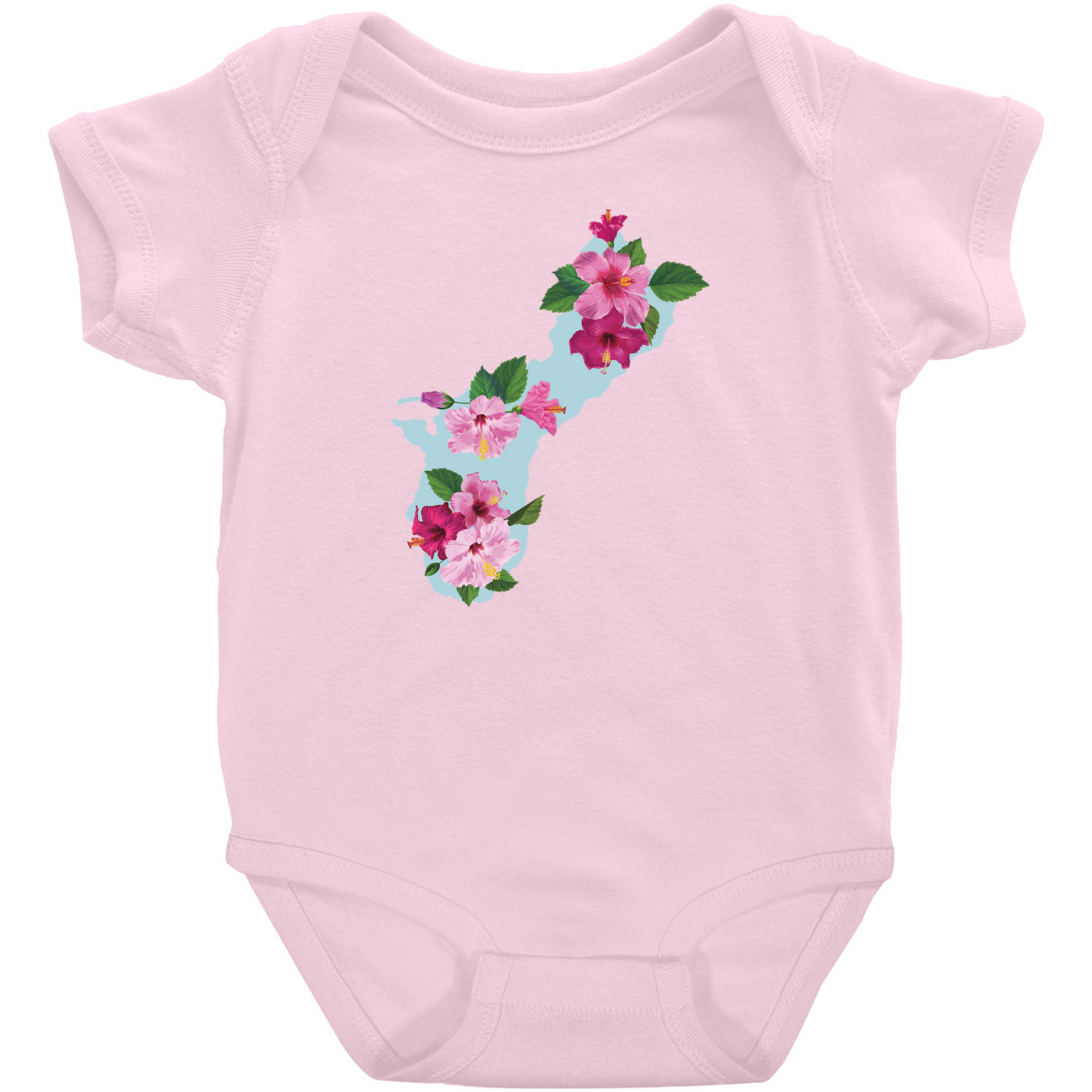 Guam Island Hibiscus Fuchsia Baby One Piece Bodysuit