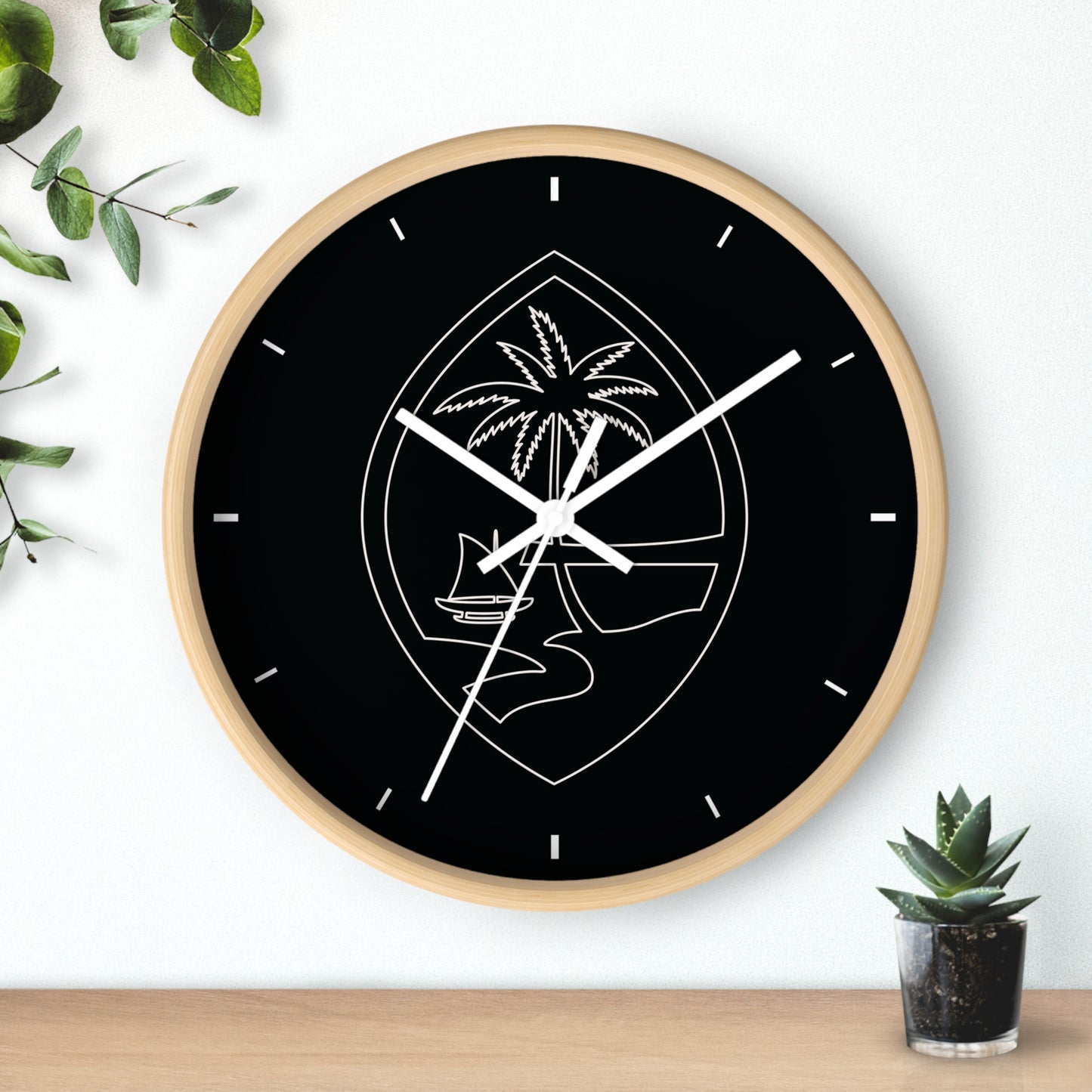 Guam Seal Minimalist Wood Wall Clock