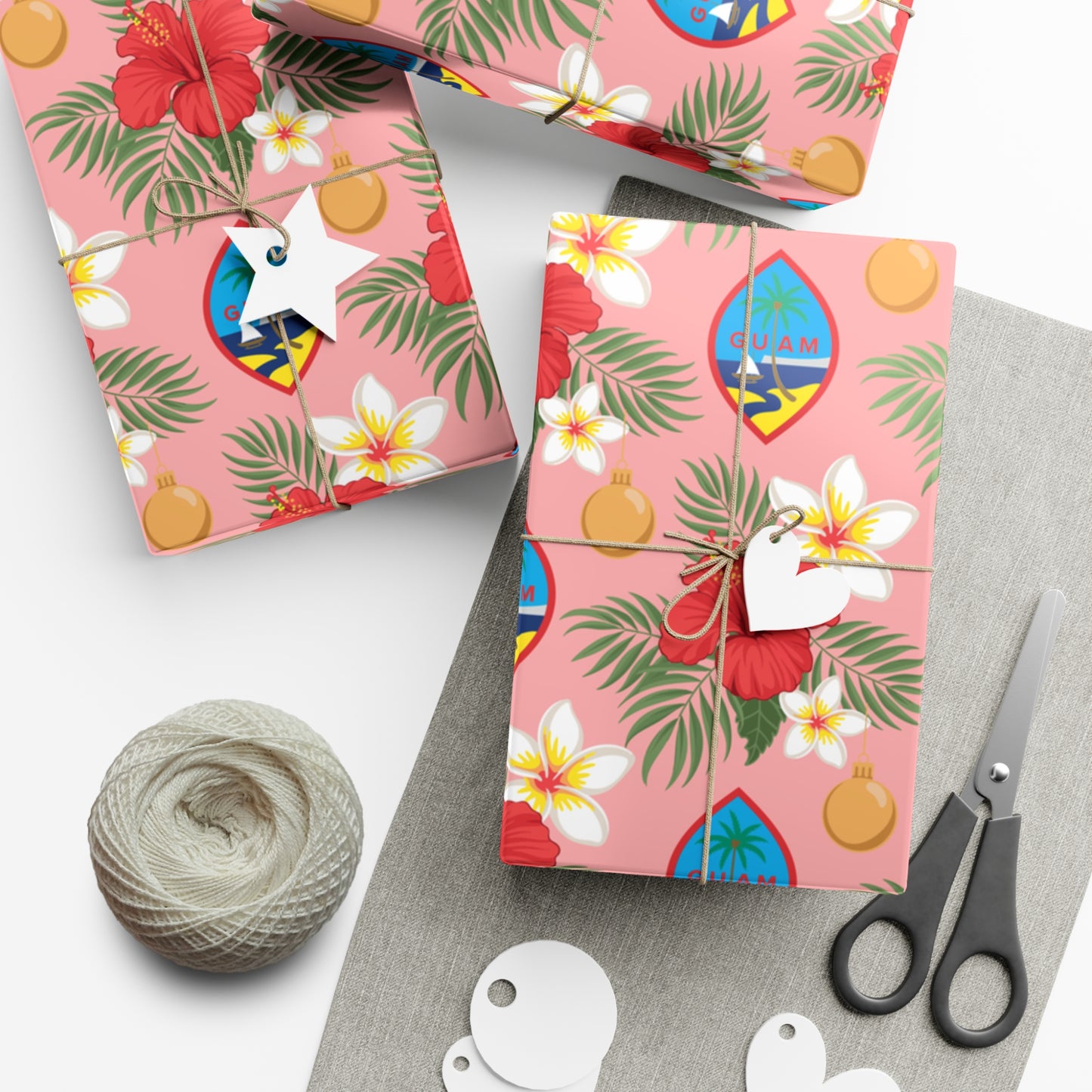 Guam Christmas Flowers Pink Gift Wrapping Paper