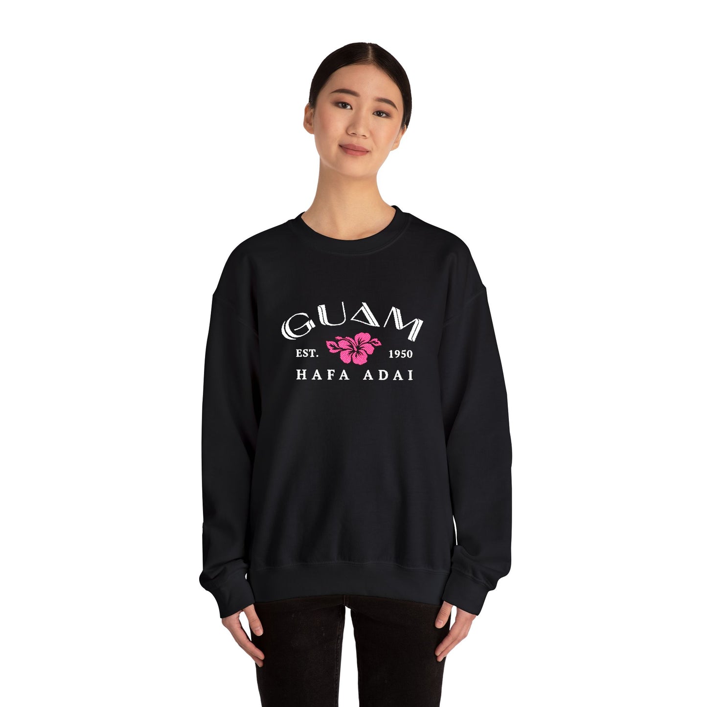 Guam Hibiscus Hafa Adai Embroidered Sweatshirt