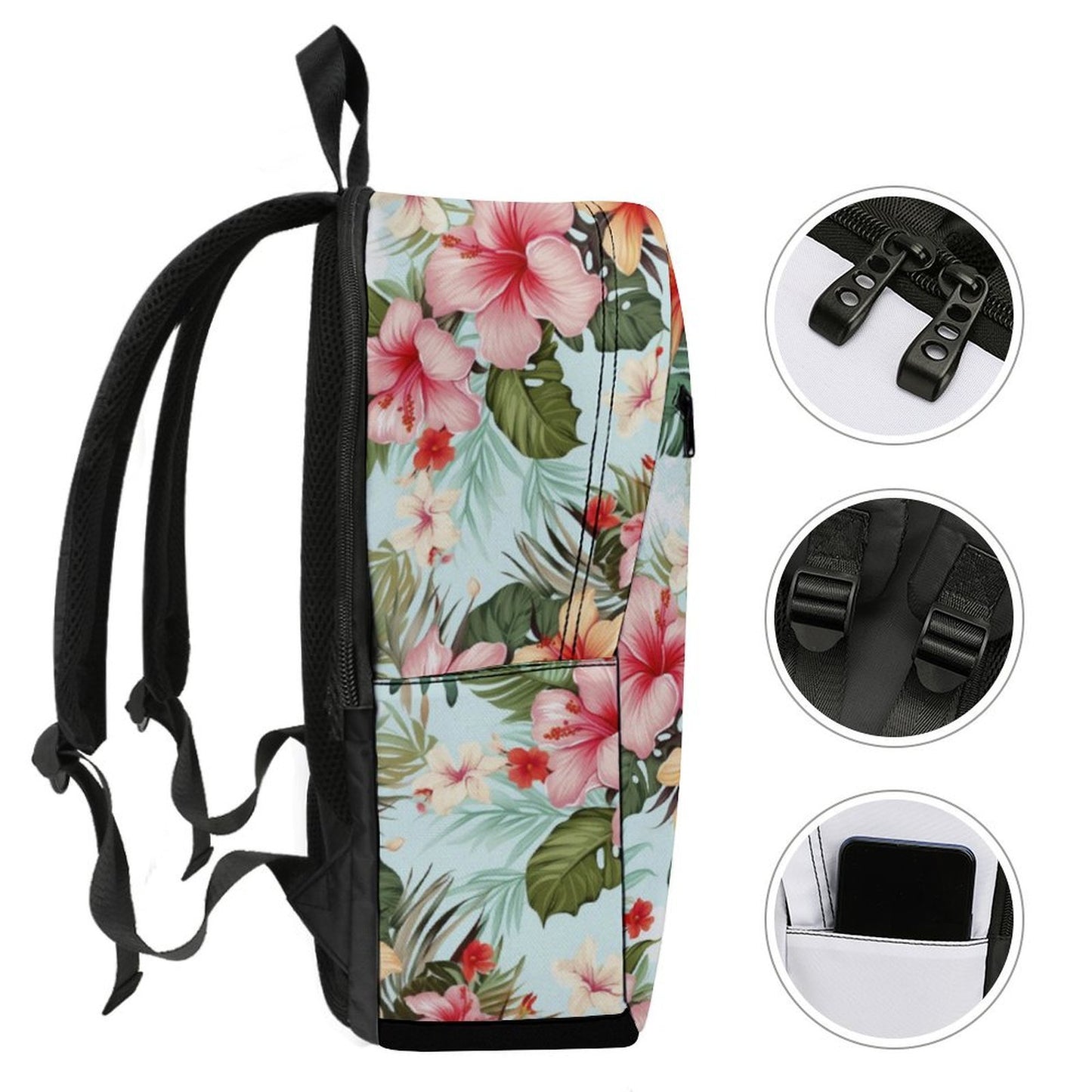 Guam Watercolor Flowers Dual-Compartment Backpack