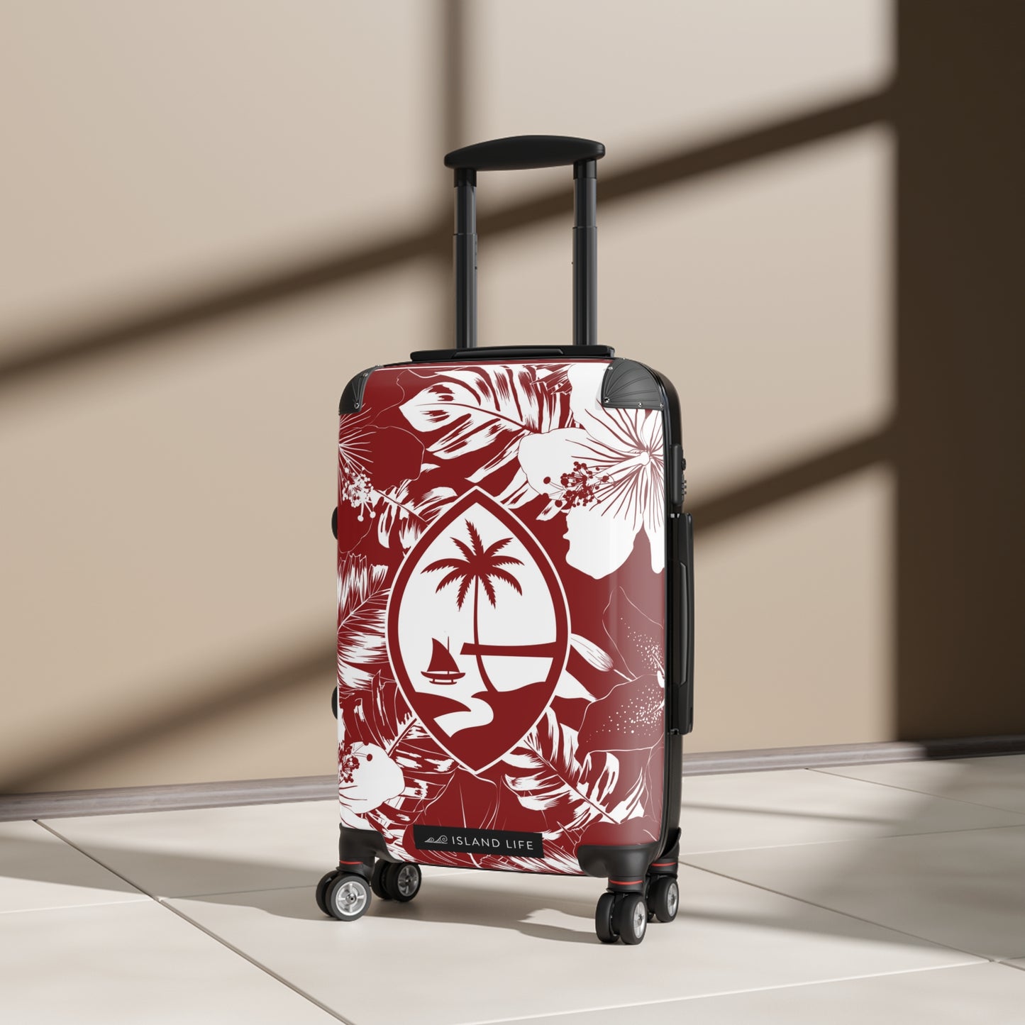 Guam Hibiscus Red Carry On Cabin Suitcase