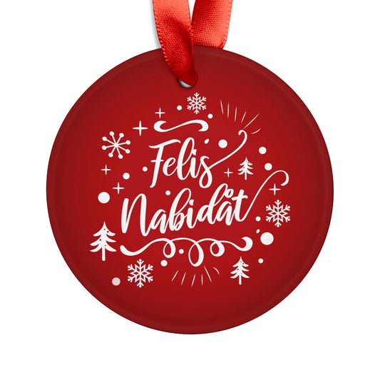 Felis Nabidat Red Guam CNMI Chamorro Acrylic Ornament with Ribbon