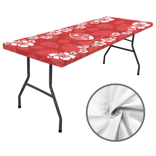 Guam Red Hibiscus Fitted Tablecloth