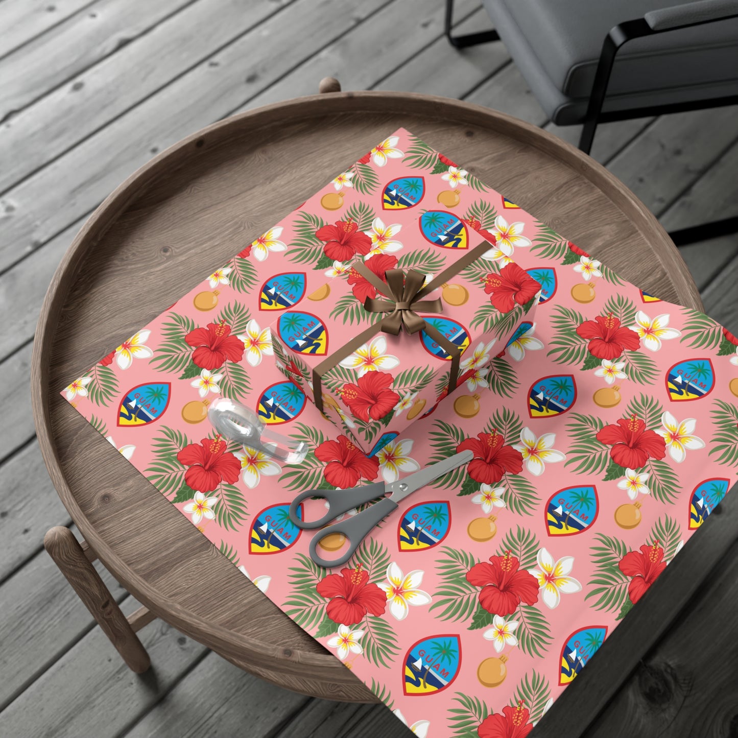 Guam Christmas Flowers Pink Gift Wrapping Paper