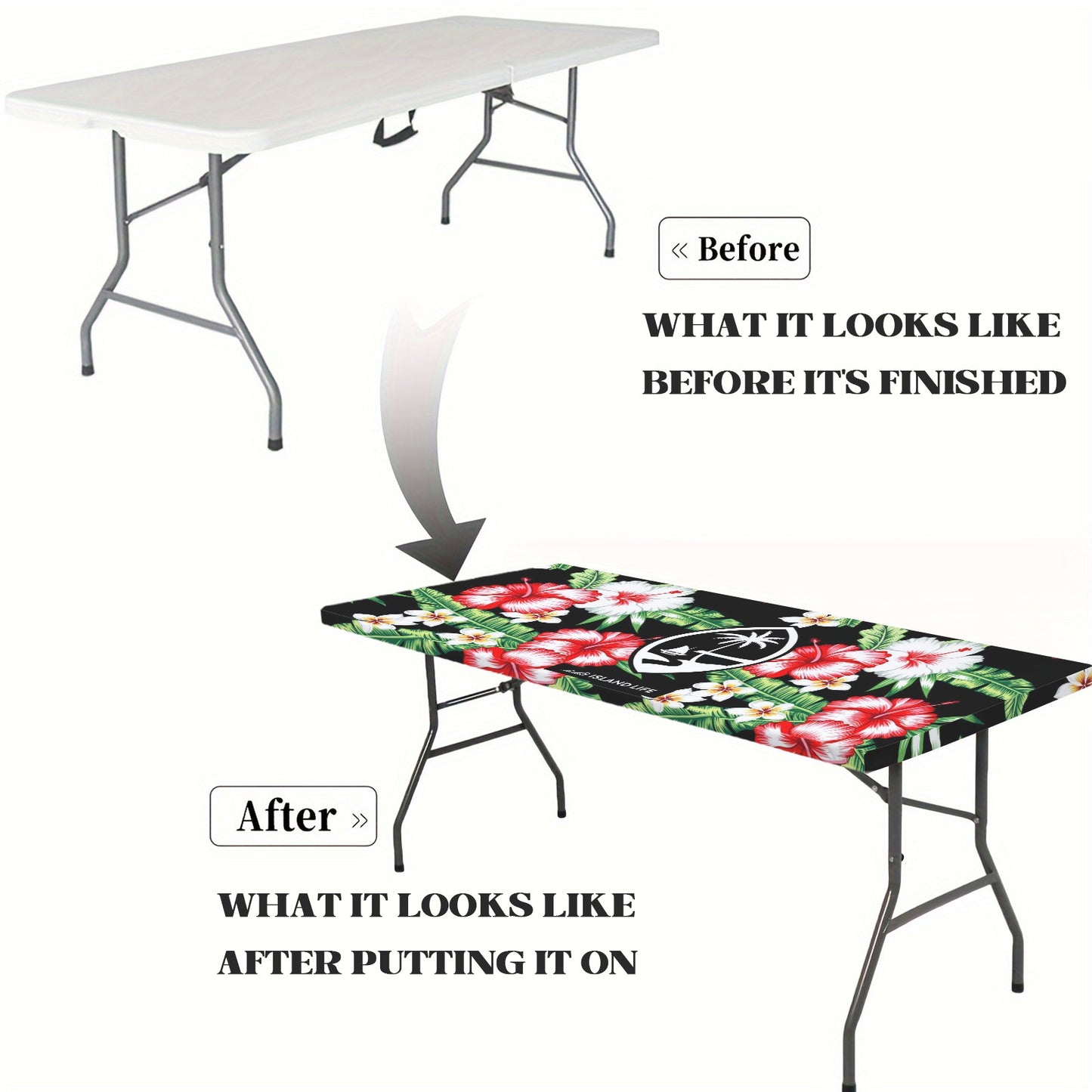 Guam Hibiscus Plumeria Fitted Tablecloth