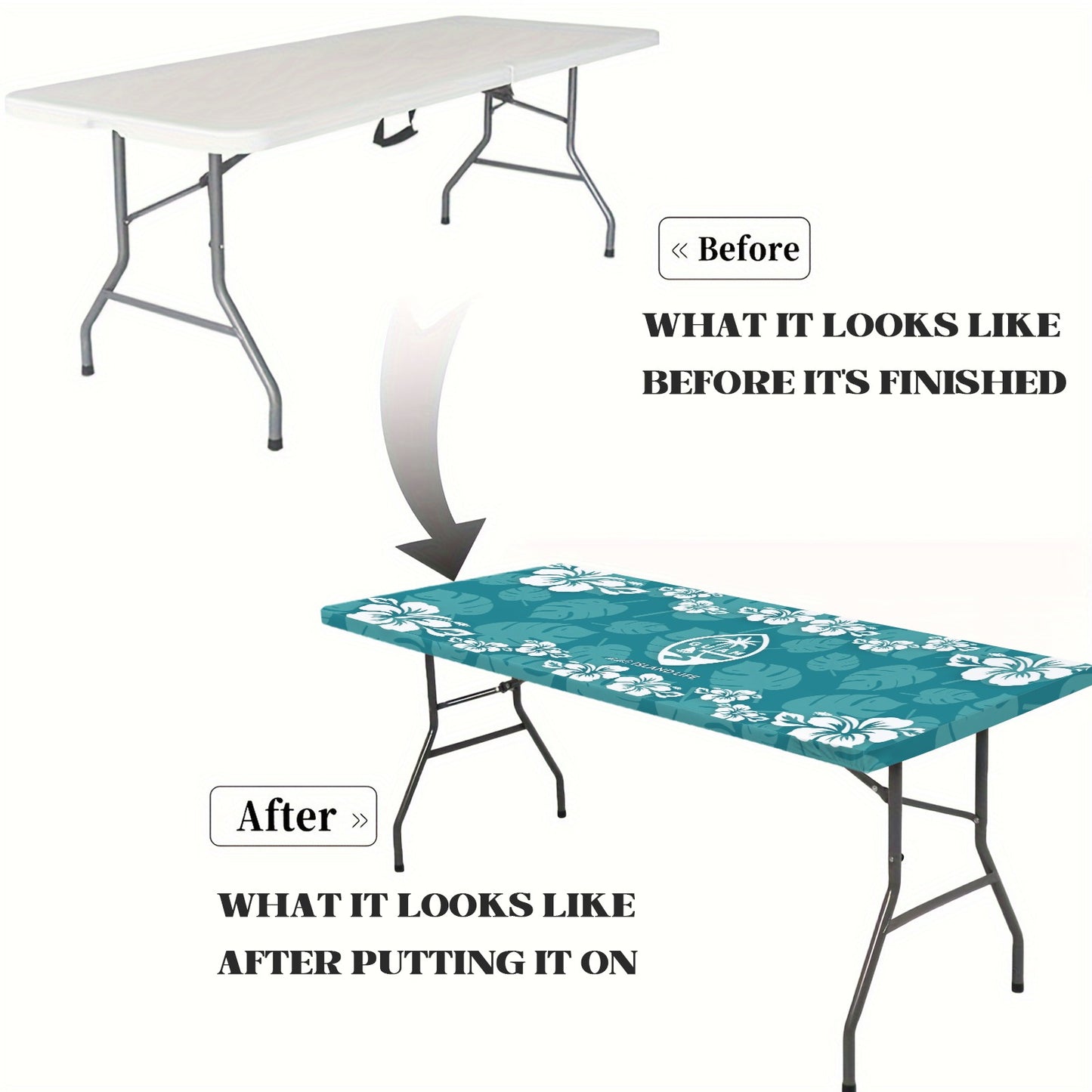 Guam Teal Hibiscus Fitted Tablecloth