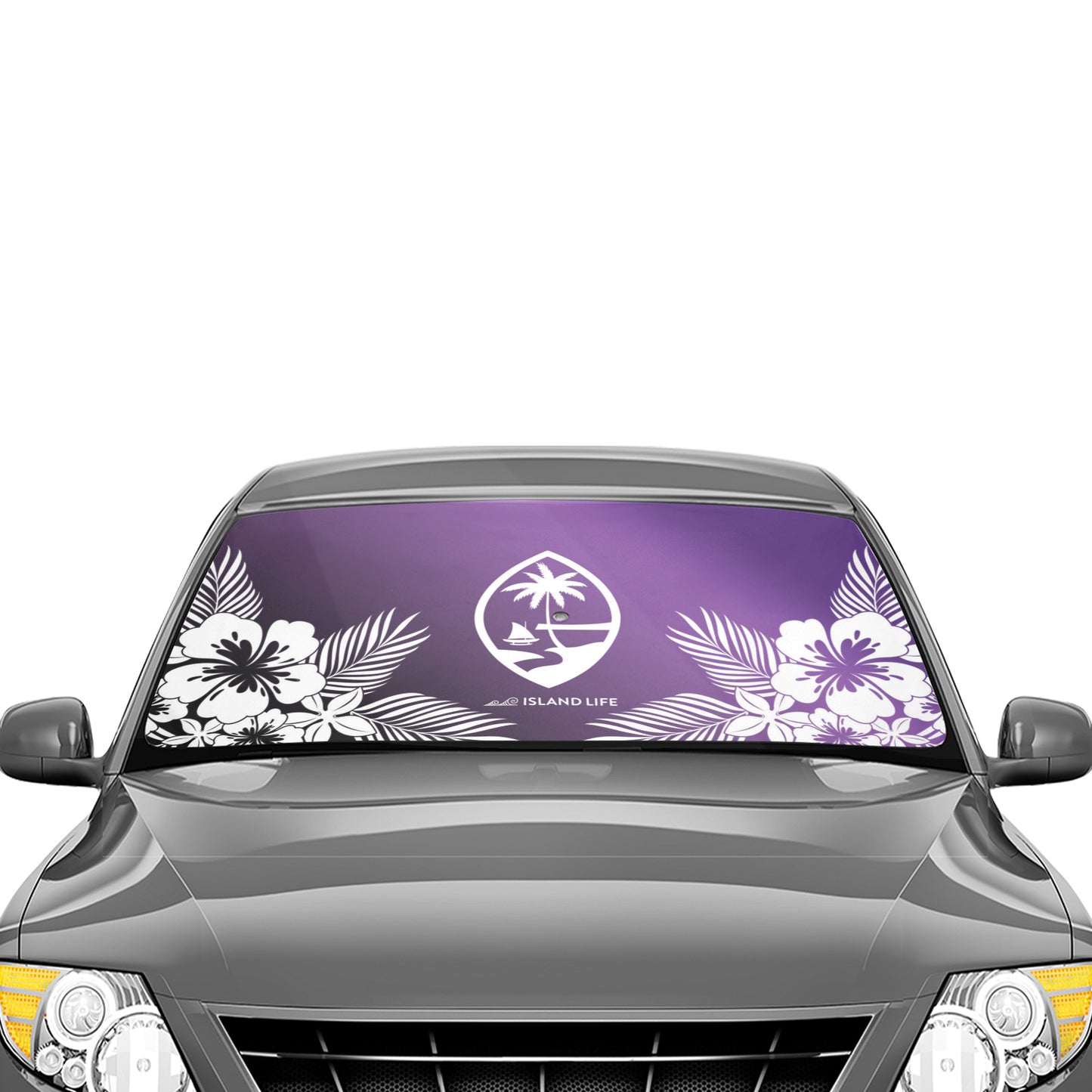 Guam Tropical Hibiscus Purple Car Sun Shade Umbrella