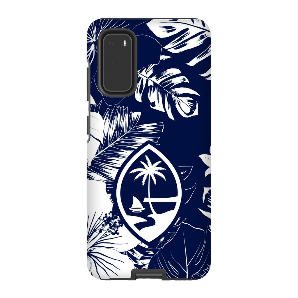 Guam Hibiscus Floral Navy Premium Glossy Tough Phone Case