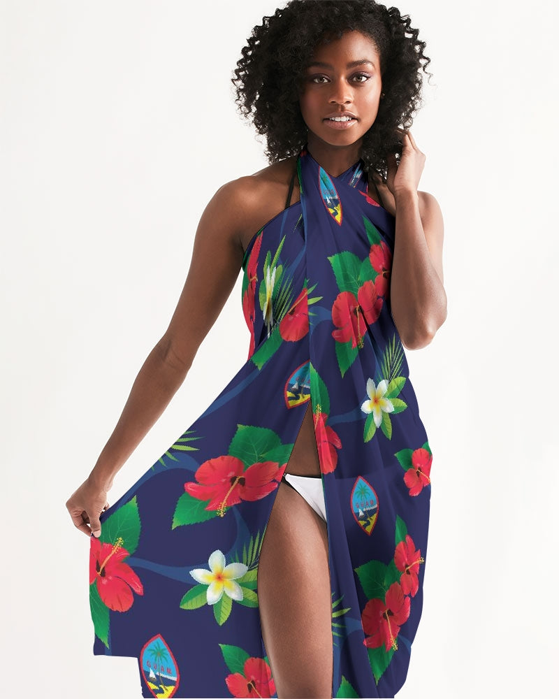 Guam Flag Flowers Sarong Swim Cover Up