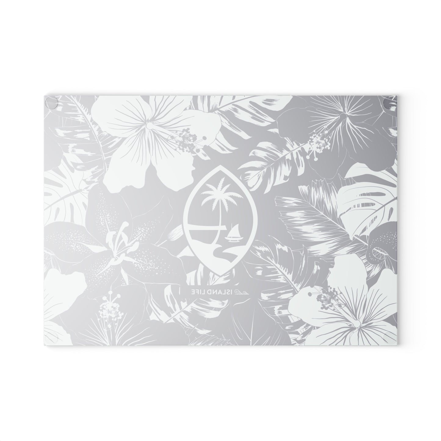 Guam Seal Blue Hibiscus Glass Cutting Board