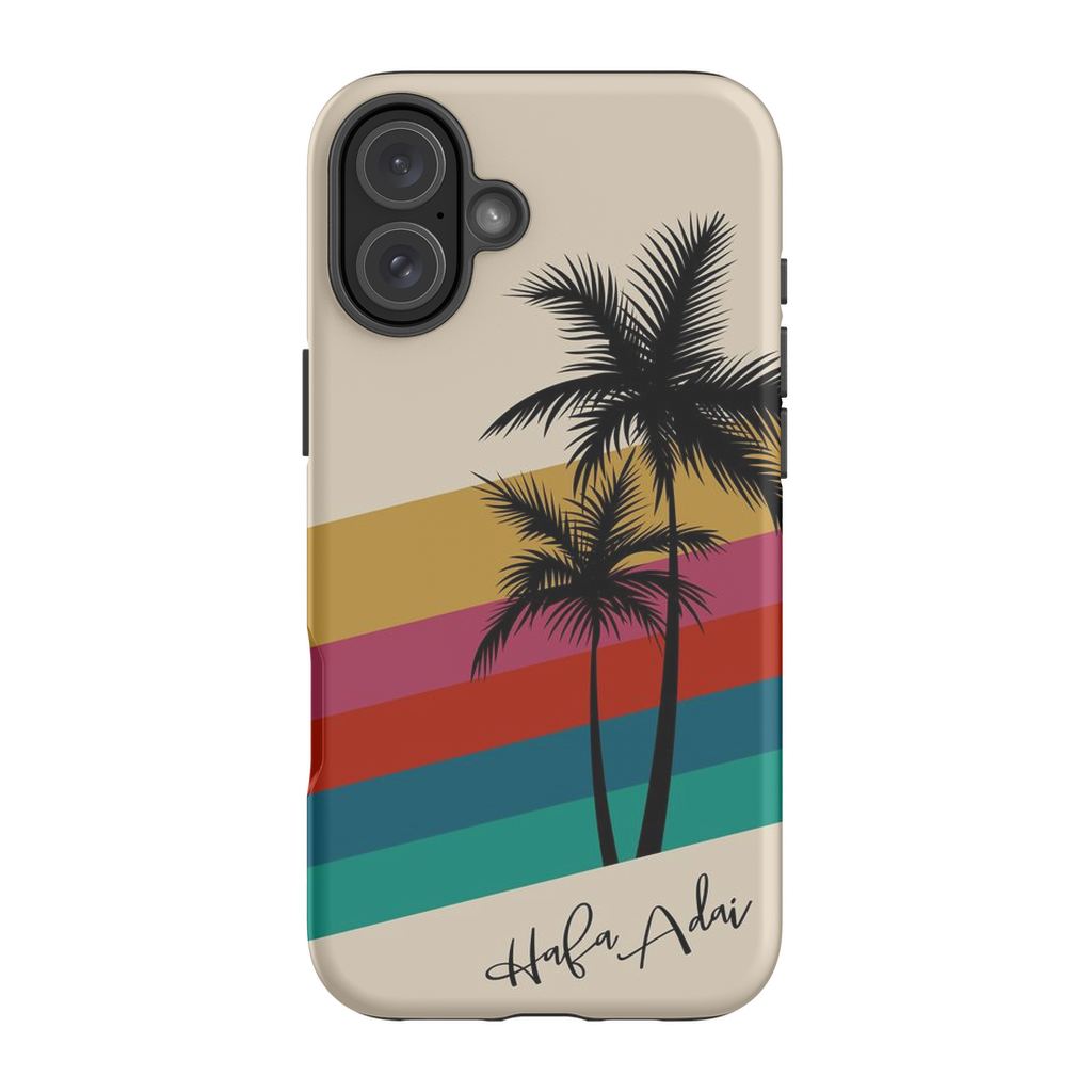 Retro Rainbow Sunset Hafa Adai Guam CNMI Premium Glossy Tough Phone Case