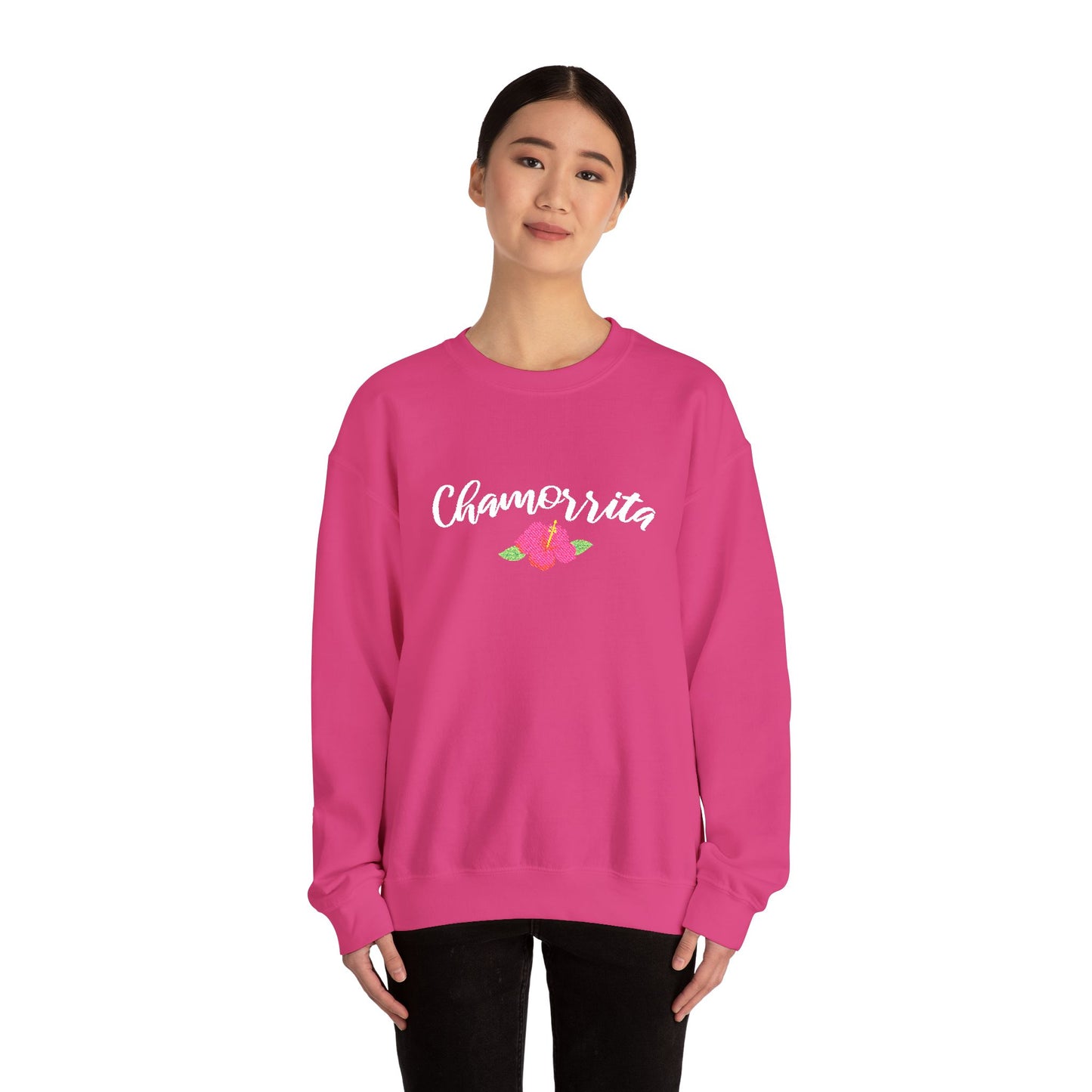Chamorrita Hibiscus Guam CNMI Embroidered Crewneck Sweatshirt