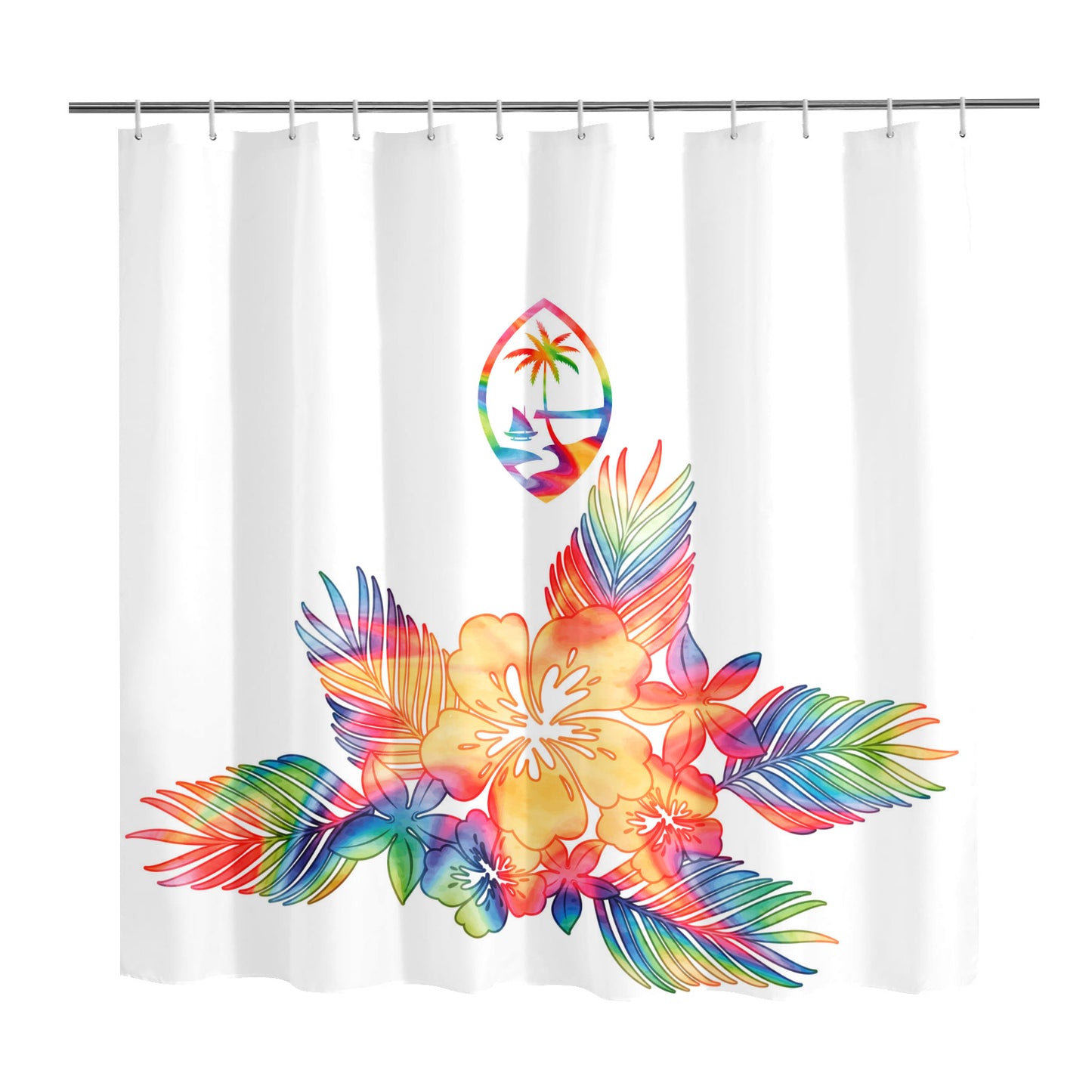 Guam Tropical Hibiscus Tie Dye Shower Curtain 72" x 72"