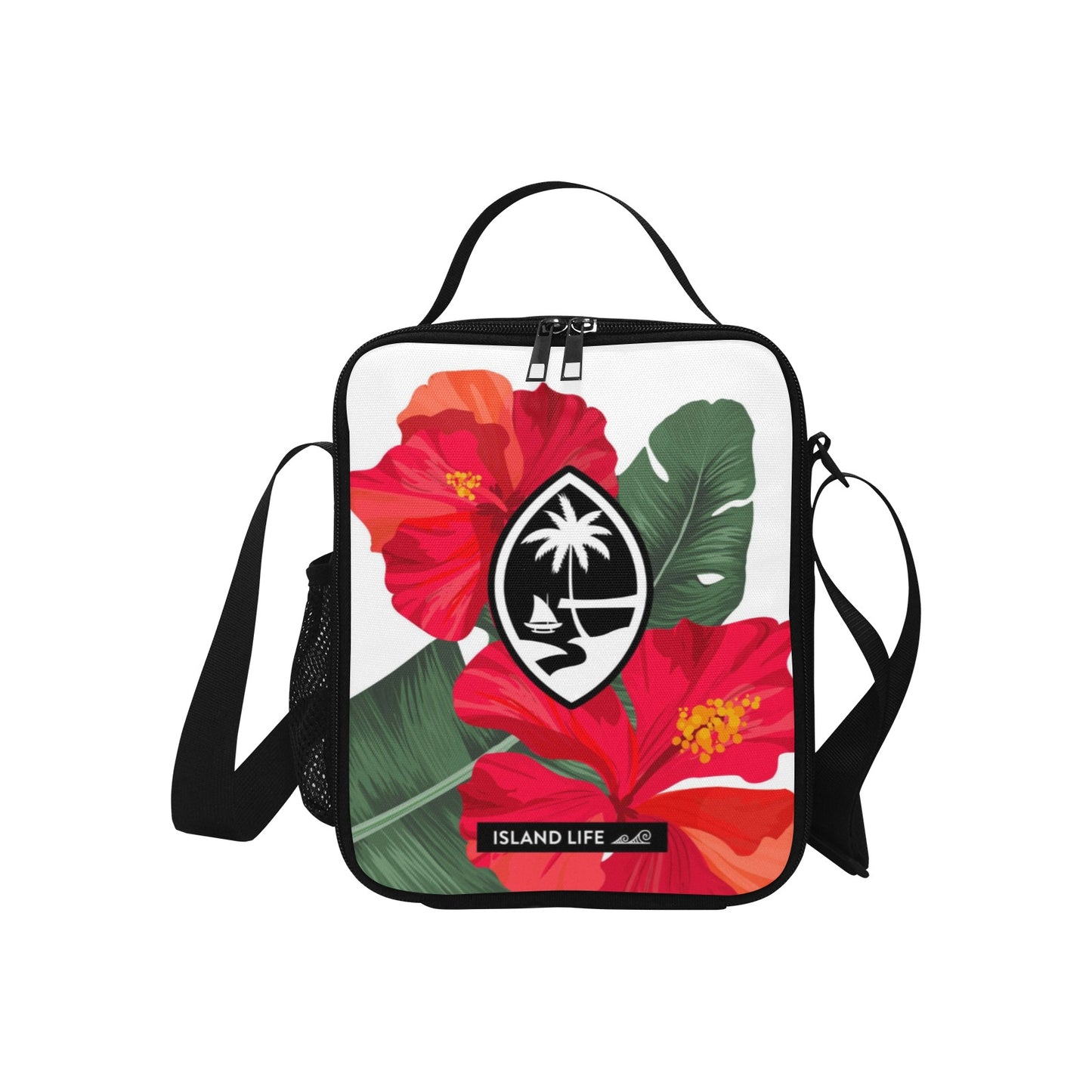 Guam Hibiscus Paradise Red Crossbody Kids Lunch Bag