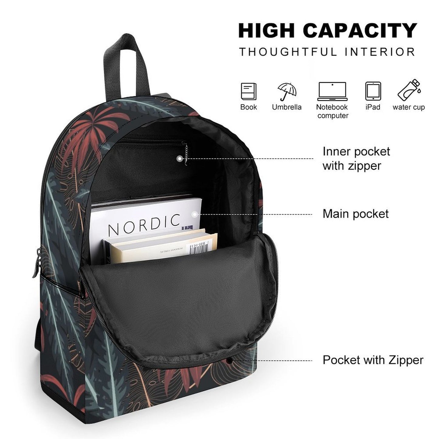 Guam Tropical Dark Dual-Compartment Backpack