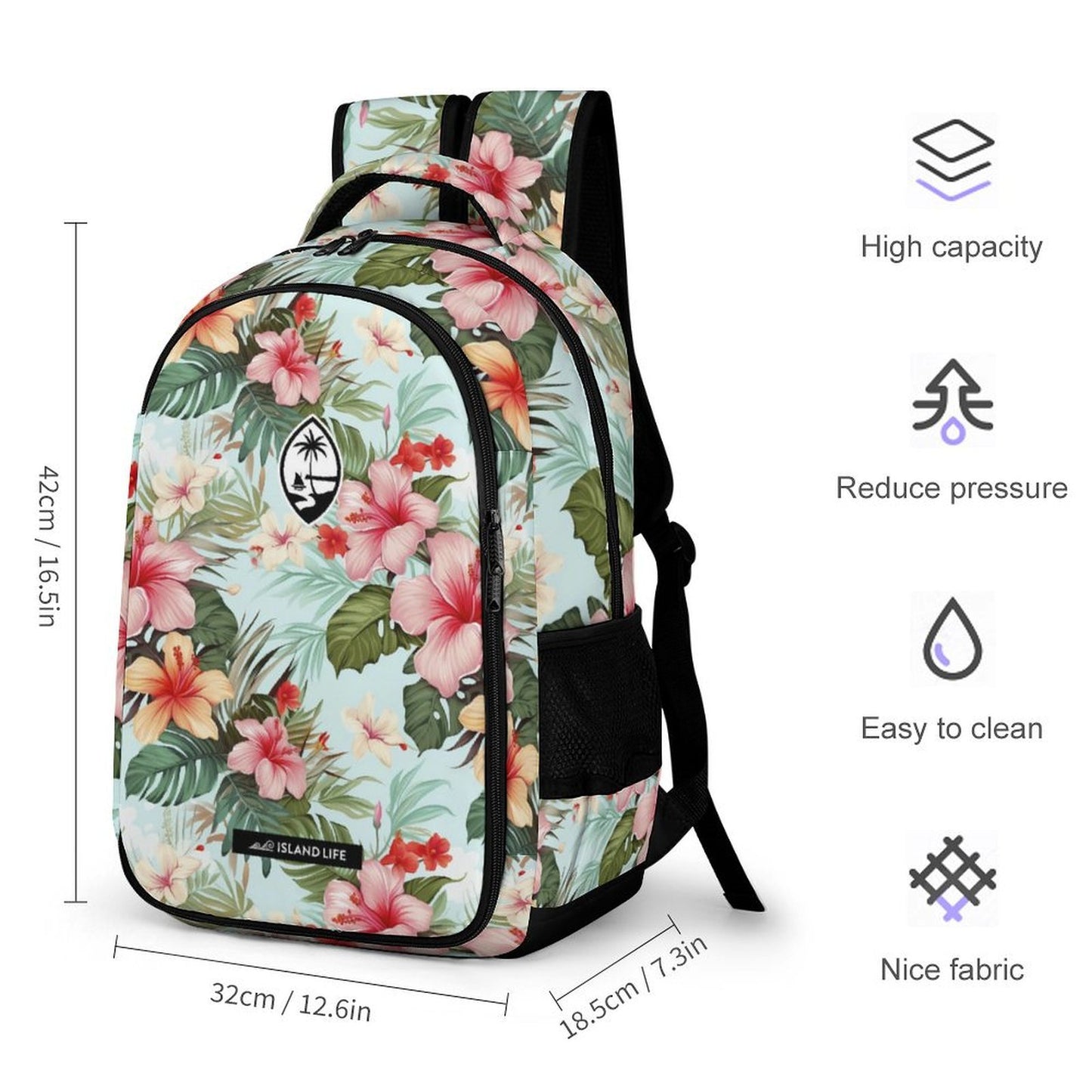 Guam Watercolor Flowers Organizer Backpack