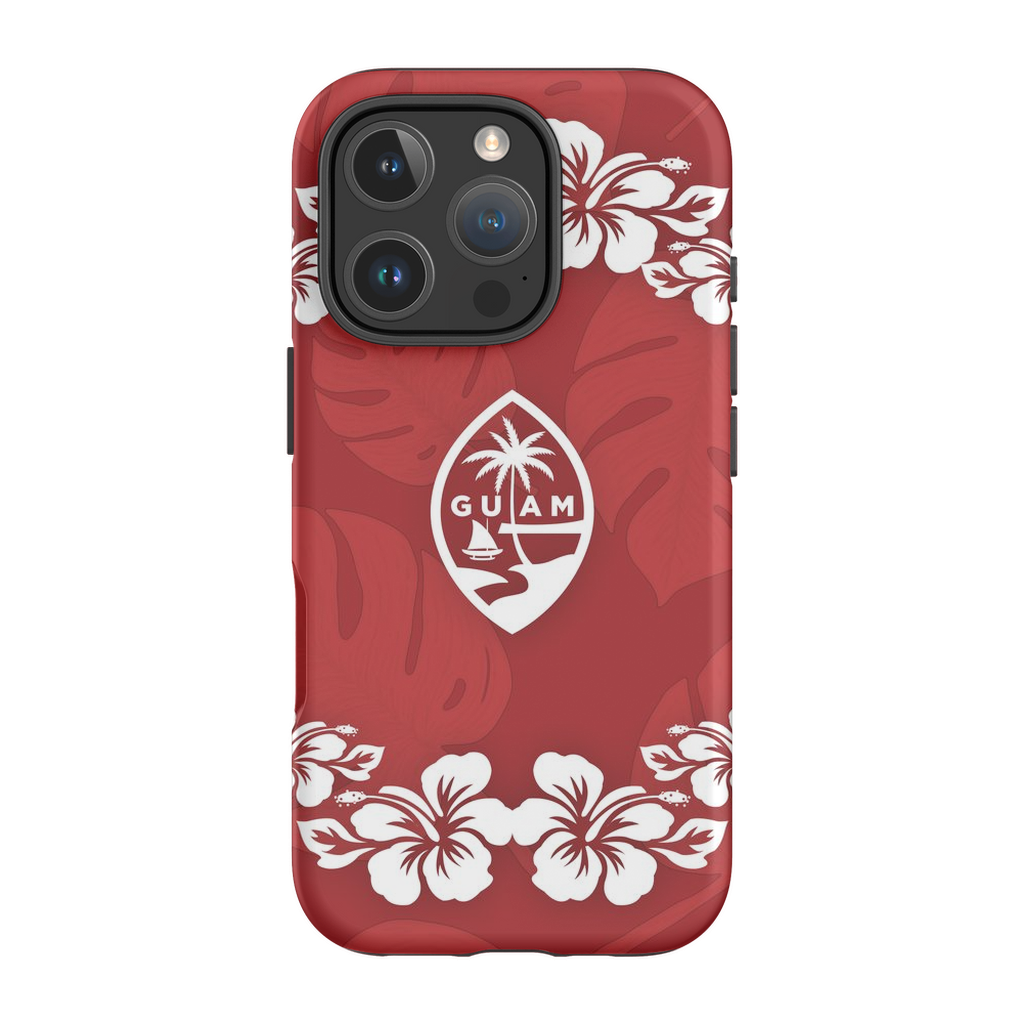 Guam Seal Red Hibiscus Premium Glossy Tough Phone Case