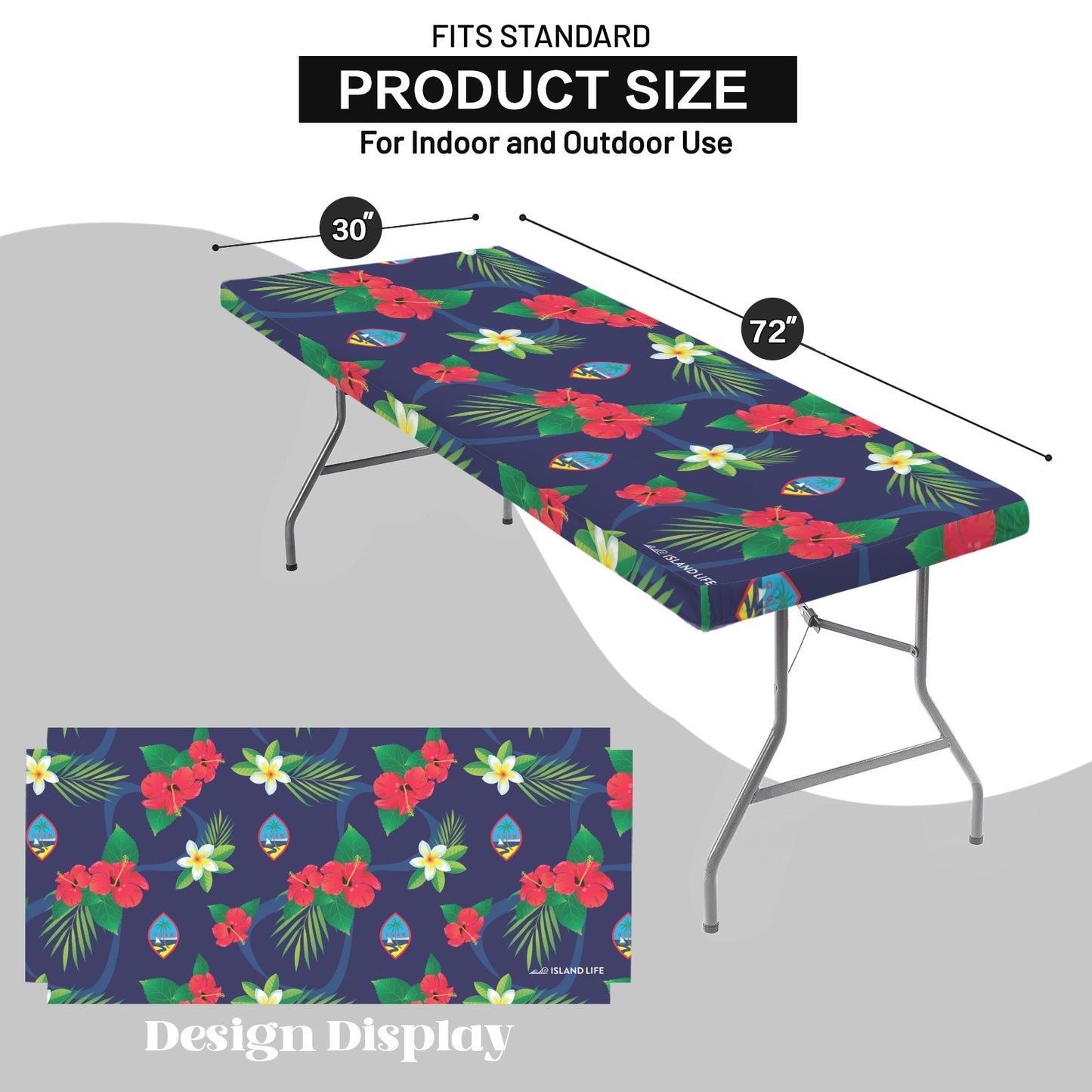 Guam Flag Flowers Fitted Tablecloth