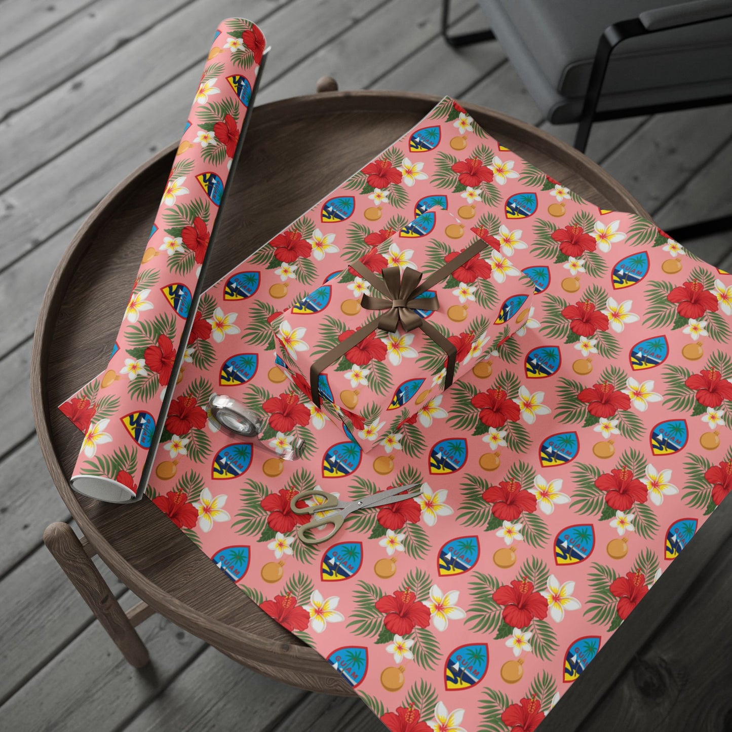Guam Christmas Flowers Pink Gift Wrapping Paper