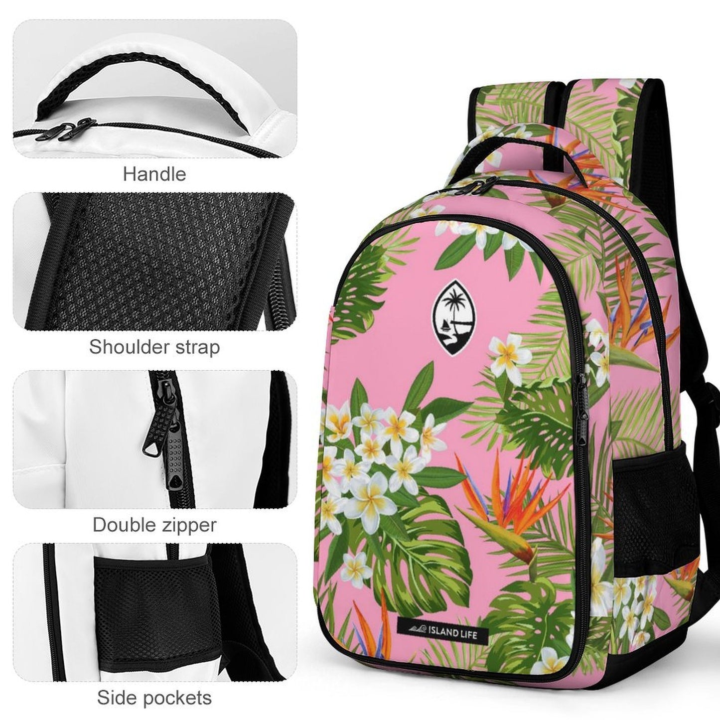 Guam Pink Tropical Flowers Organizer Backpack