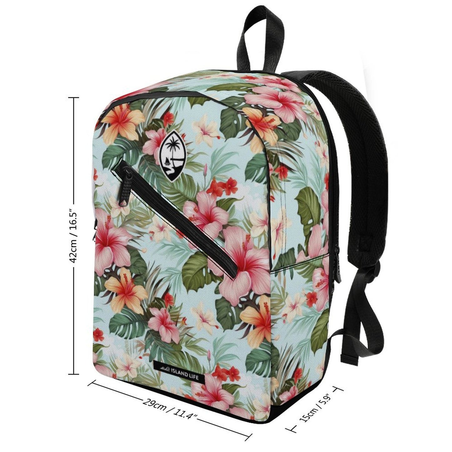 Guam Watercolor Flowers Dual-Compartment Backpack