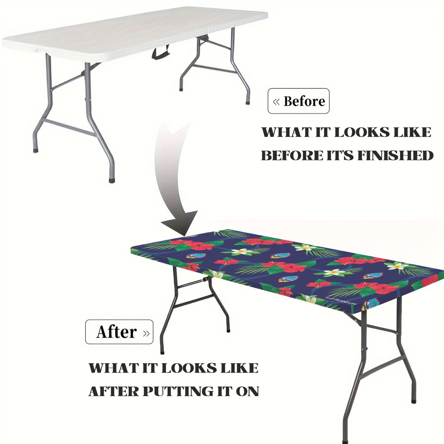 Guam Flag Flowers Fitted Tablecloth