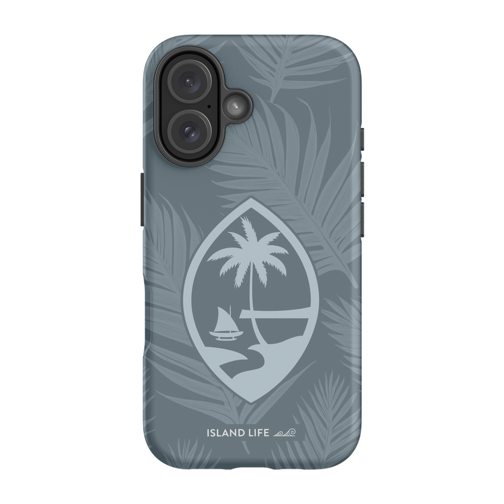 Guam Modern Leaves Slate Blue Premium Glossy Tough Phone Case