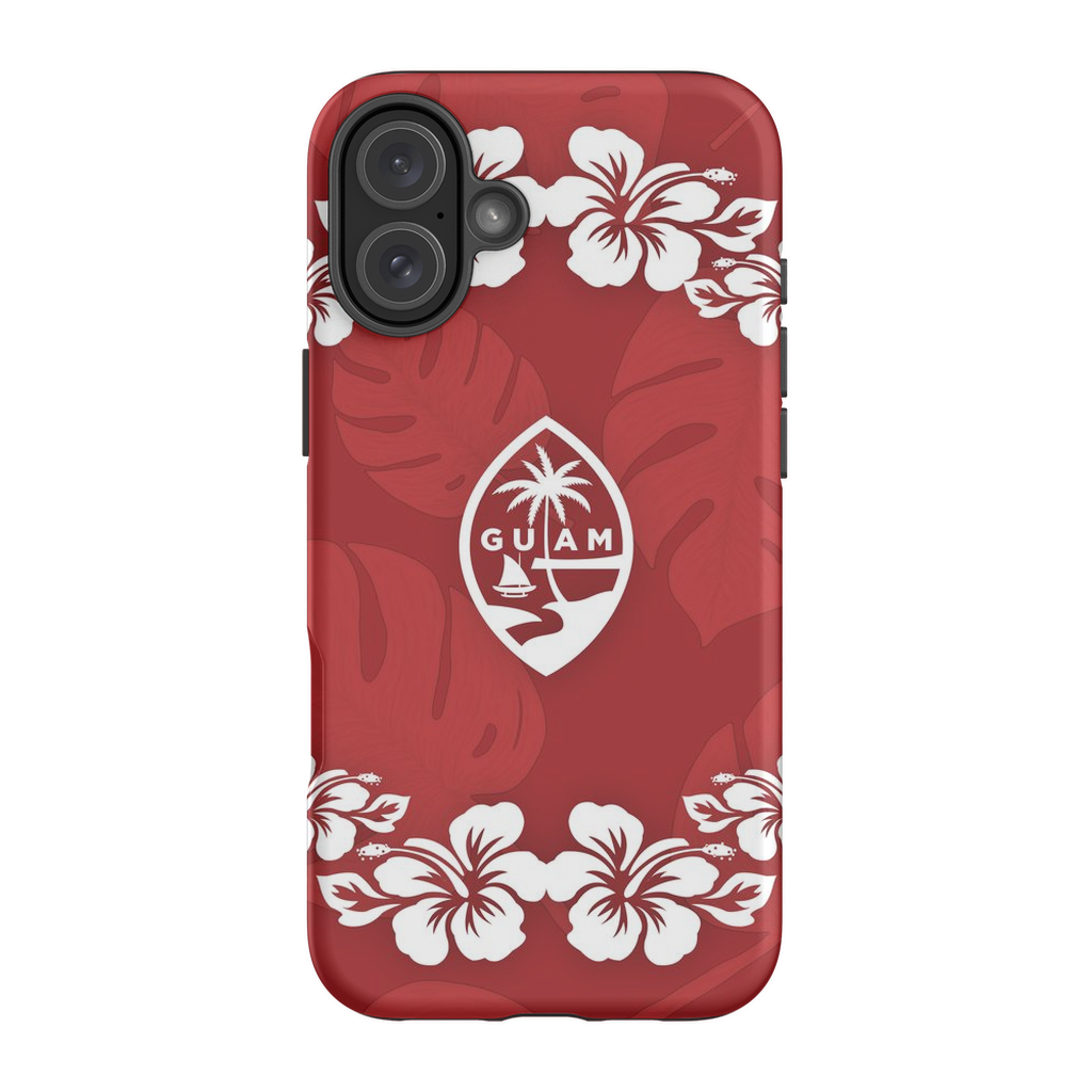 Guam Seal Red Hibiscus Premium Glossy Tough Phone Case