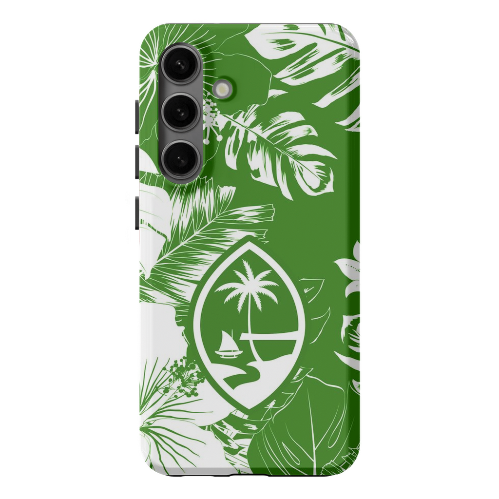 Guam Hibiscus Floral Green Premium Glossy Tough Phone Case