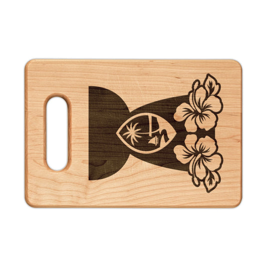 Guam Latte Stone Flowers Engraved Wooden Cutting Board