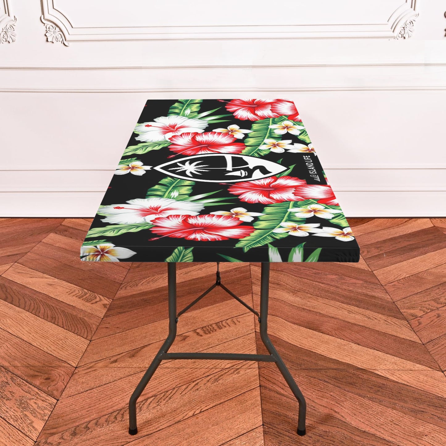 Guam Hibiscus Plumeria Fitted Tablecloth