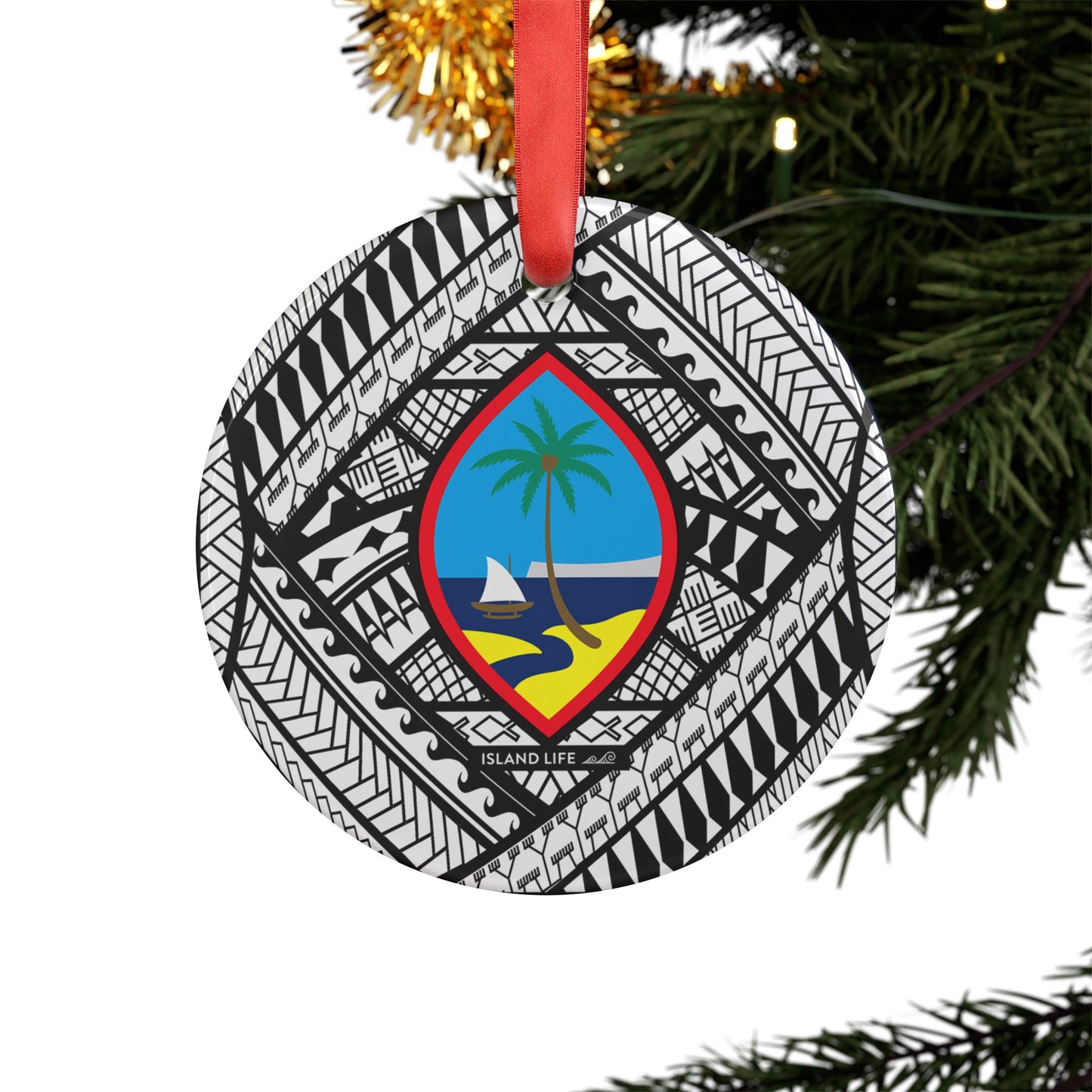 Guahan Tribal Acrylic Ornament with Ribbon