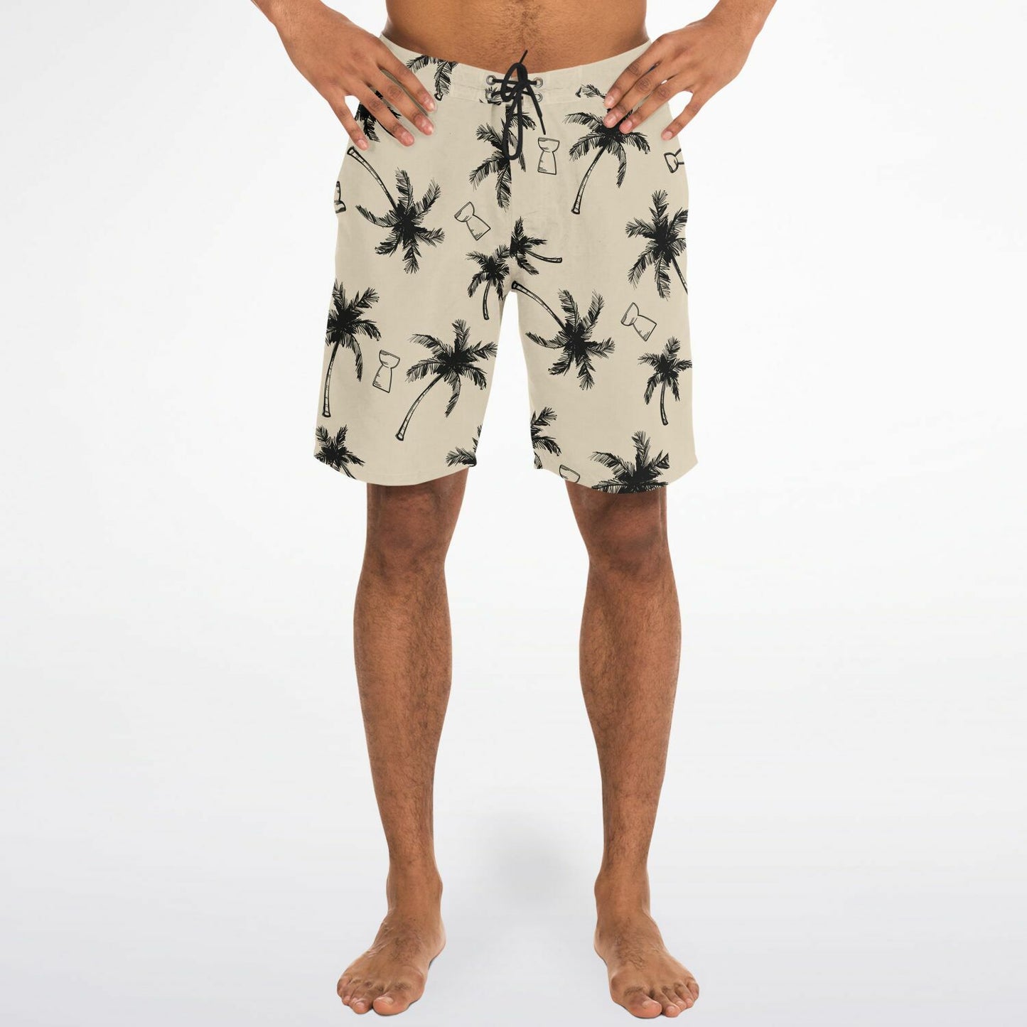 Guam CNMI Latte Stone Coconut Trees Khaki Mens Board Shorts