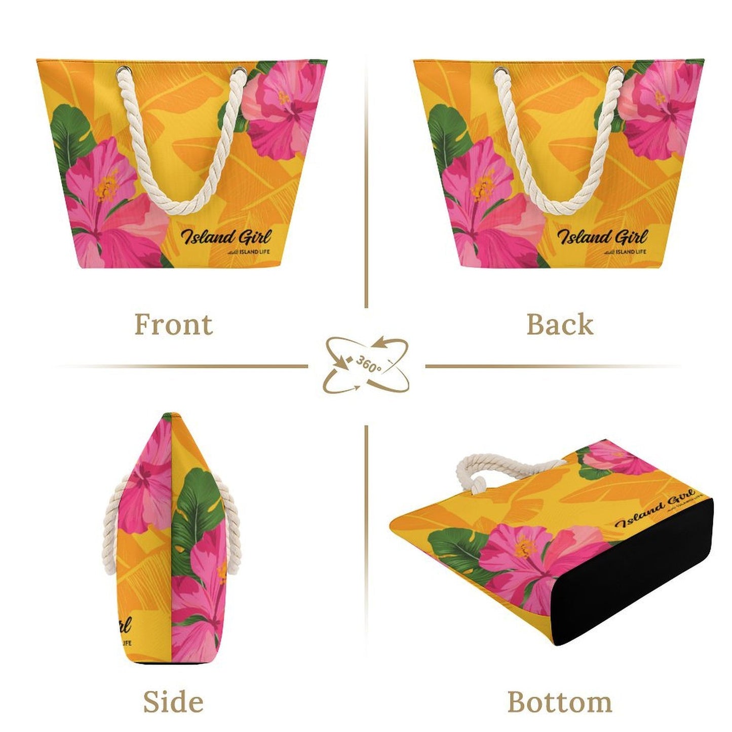 Island Girl Gold Guam CNMI Hemp Rope Tote Bag