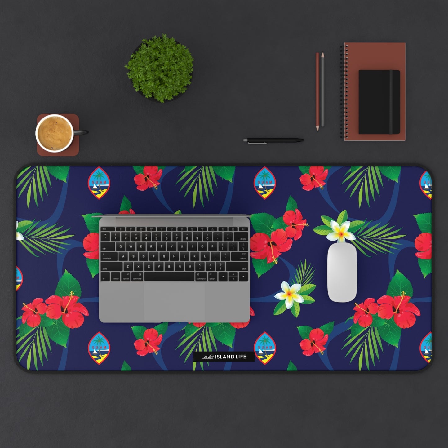Guam Flag Flowers Gaming Mat Desk Mat