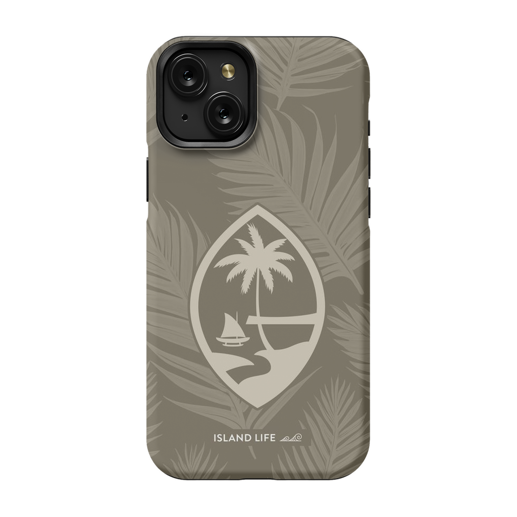 Guam Modern Leaves Khaki Premium Glossy Tough Phone Case