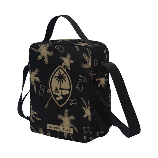 Guam Latte Stone Coconut Trees Black Crossbody Kids Lunch Bag