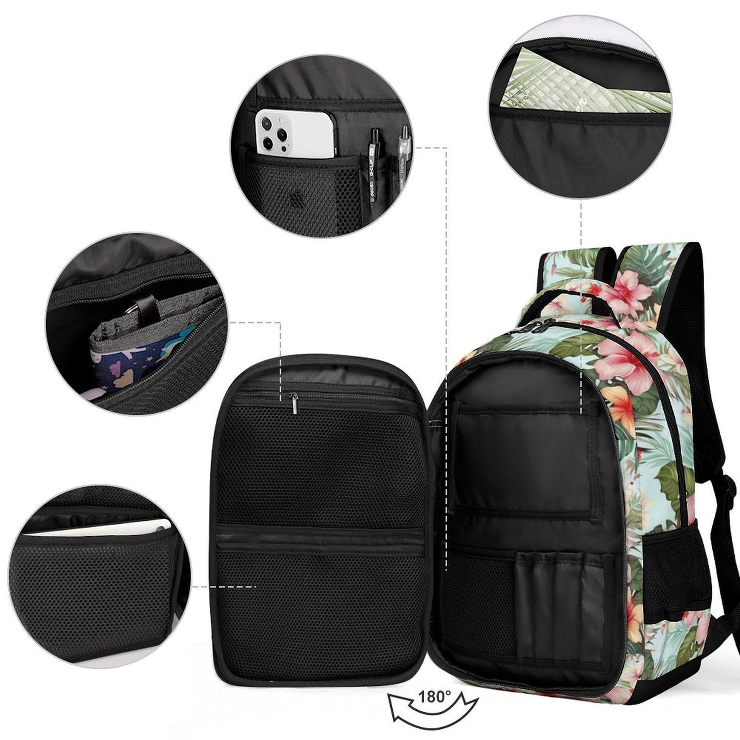 Guam Watercolor Flowers Organizer Backpack