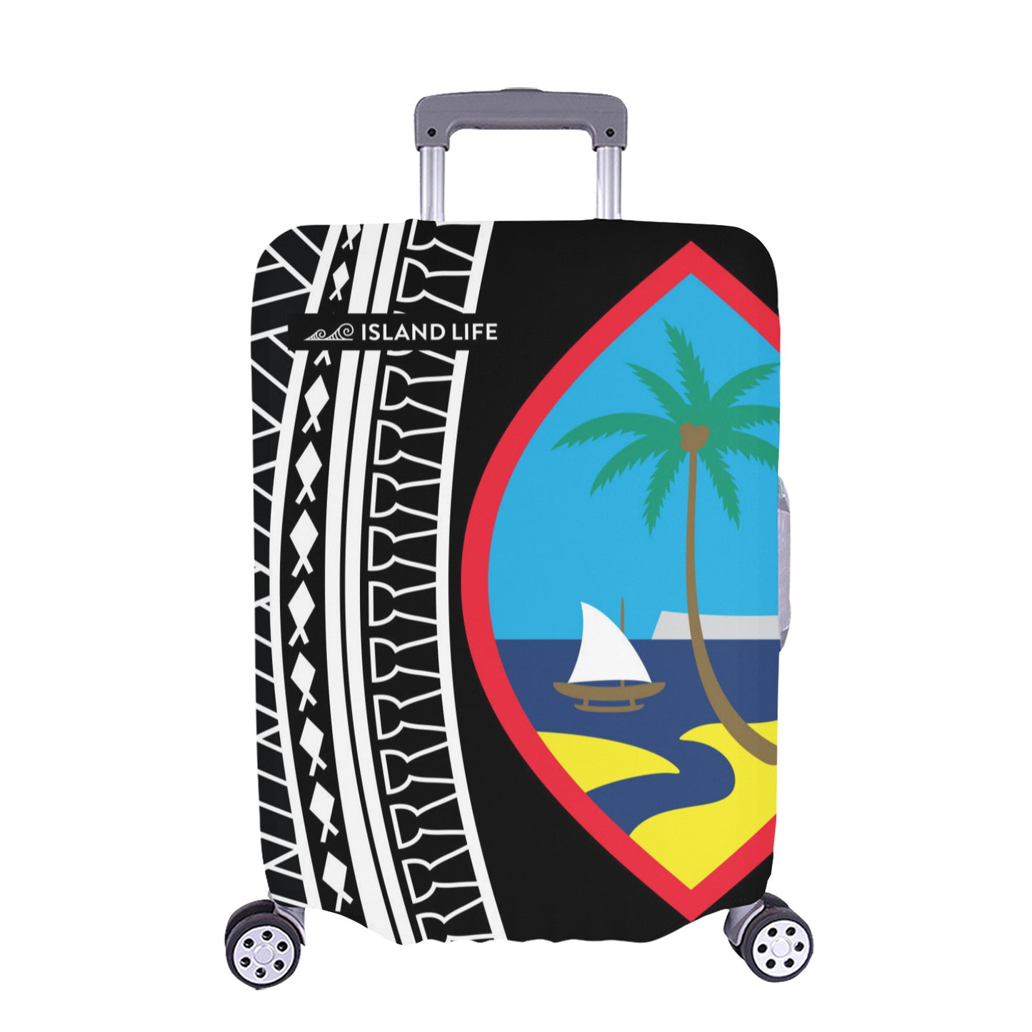 Guam Seal Tribal Black Luggage Cover